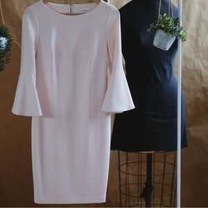 ✨Calvin Klein Pink Sheath Dress with Bell Sleeves- Size 4